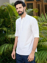 Cream Deluxe Cotton Short Kurta