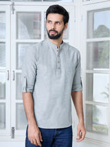Gray Solid cotton Short Kurta