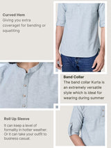 Gray Solid cotton Short Kurta