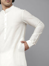 Men Black & White Solid Kurta Pajama With Nehru Jacket