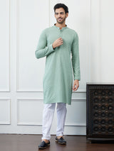 Men Mint Whisper Embroidered Sequined Rayon Kurta