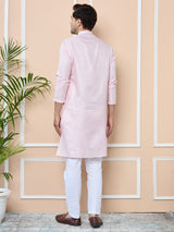 Pink Silk jacquard Straight Kurta with Pyjama