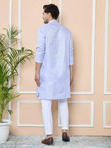 Purple Silk jacquard Straight Kurta with Pyjama