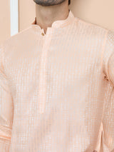 Peach Silk Jacquard Straight kurta