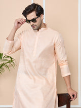 Peach Silk Jacquard Straight kurta
