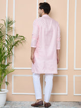 Light Pink Silk Jacquard Straight kurta