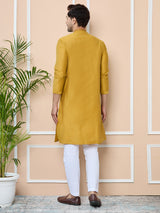 Golden Delux Cotton Straight Kurta with Embordered Neck and Pyjama