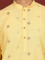 Light Yellow Woven Jacquard Delux Cotton Straight Kurta