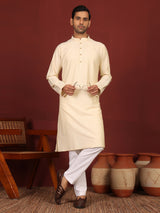 Dark Cream Delux Cotton Solid Straight Kurta