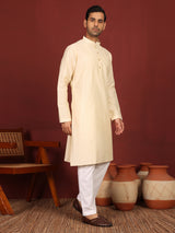 Dark Cream Delux Cotton Solid Straight Kurta