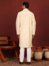 Dark Cream Delux Cotton Solid Straight Kurta