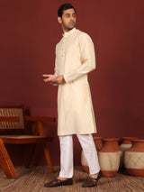 Dark Cream Delux Cotton Solid Straight Kurta