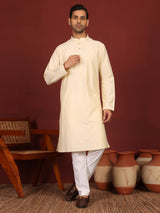 Dark Cream Delux Cotton Solid Straight Kurta