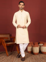 Cream Delux Cotton Solid Straight Kurta