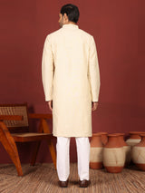 Cream Delux Cotton Solid Straight Kurta