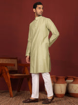 Pistachio Green Delux Cotton Solid Straight Kurta