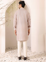 Beige Handwoven Cotton Pathani Kurta