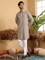 Dark Beige Handwoven Cotton Pathani Kurta