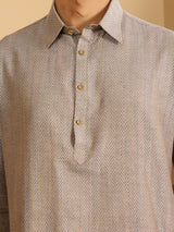 Dark Beige Handwoven Cotton Pathani Kurta