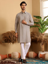 Dark Beige Handwoven Cotton Pathani Kurta
