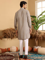 Dark Beige Handwoven Cotton Pathani Kurta
