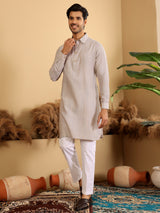 Brown Handwoven Cotton Pathani Kurta