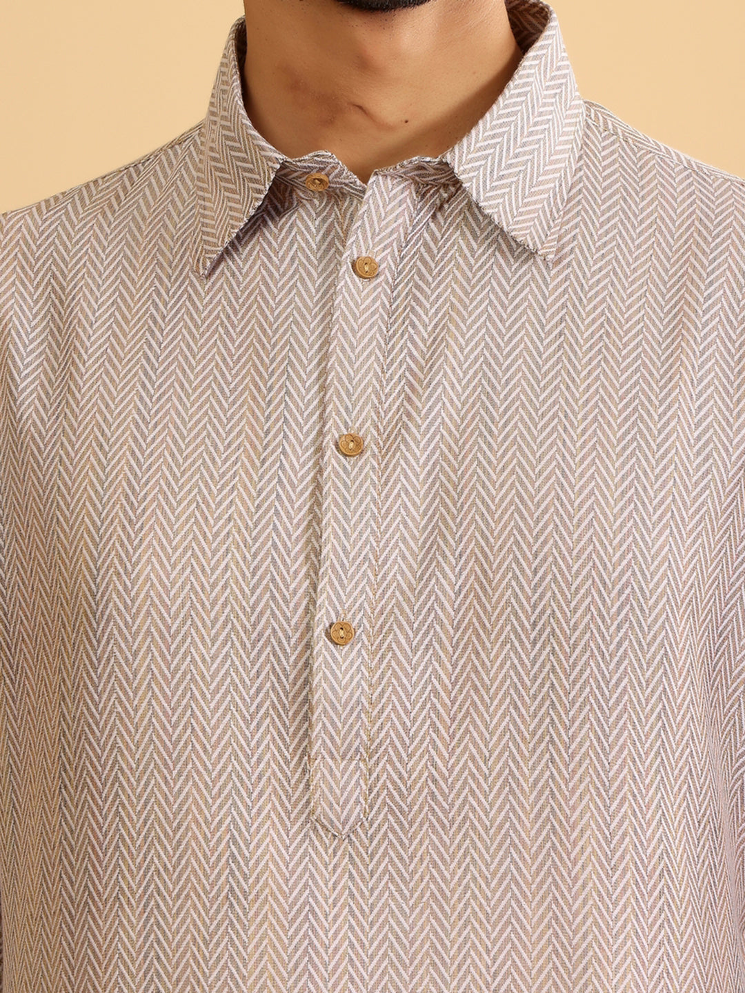Brown Handwoven Cotton Pathani Kurta