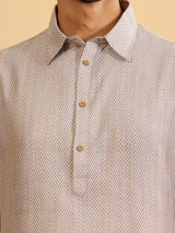 Brown Handwoven Cotton Pathani Kurta