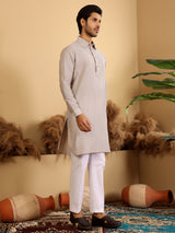 Brown Handwoven Cotton Pathani Kurta