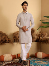 Brown Handwoven Cotton Pathani Kurta