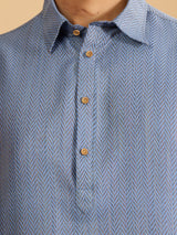 Blue Handwoven Cotton Pathani Kurta