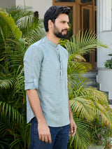 Men Pack Of 2 Pink & Green Cotton Solid Short Kurta