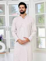 Light lavender Geometric Sequins Embroidered Thread Work Straight Kurta