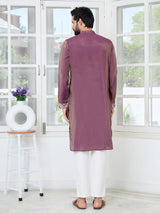 Mauve Embossed Printed Straight Kurta