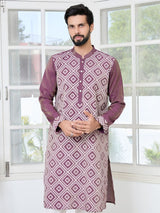Mauve Embossed Printed Straight Kurta