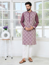 Mauve Embossed Printed Straight Kurta