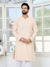 Men Beige Ethnic Motifs Sequins Embroidered Straight Kurta