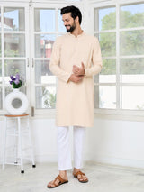 Men Beige Ethnic Motifs Sequins Embroidered Straight Kurta