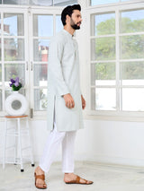 Men Grey Ethnic Motifs Sequins Embroidered Straight Kurta