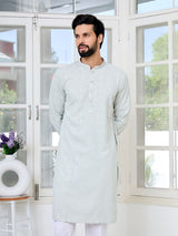 Men Grey Ethnic Motifs Sequins Embroidered Straight Kurta