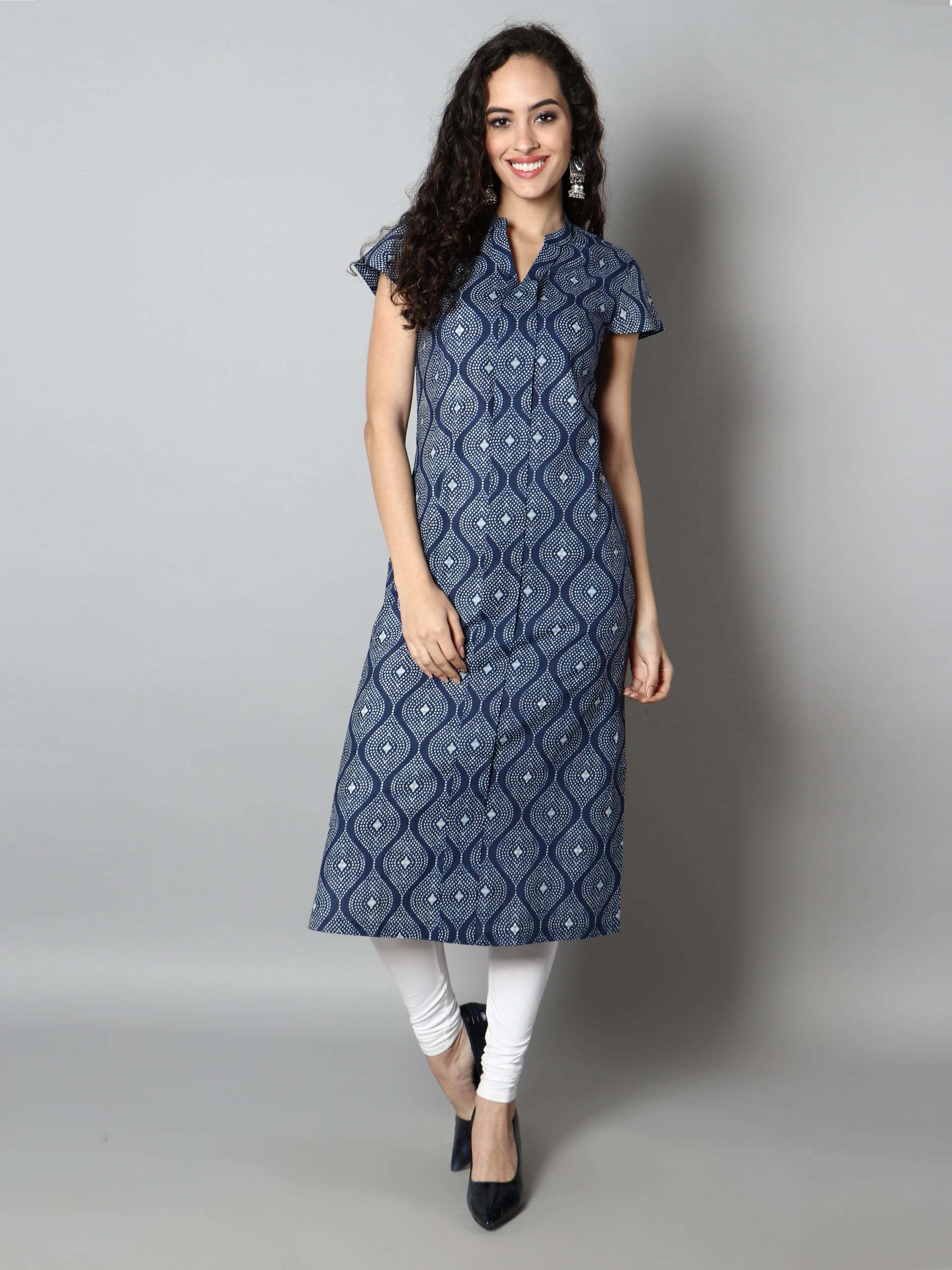 Women Blue Abstract Print Kurti