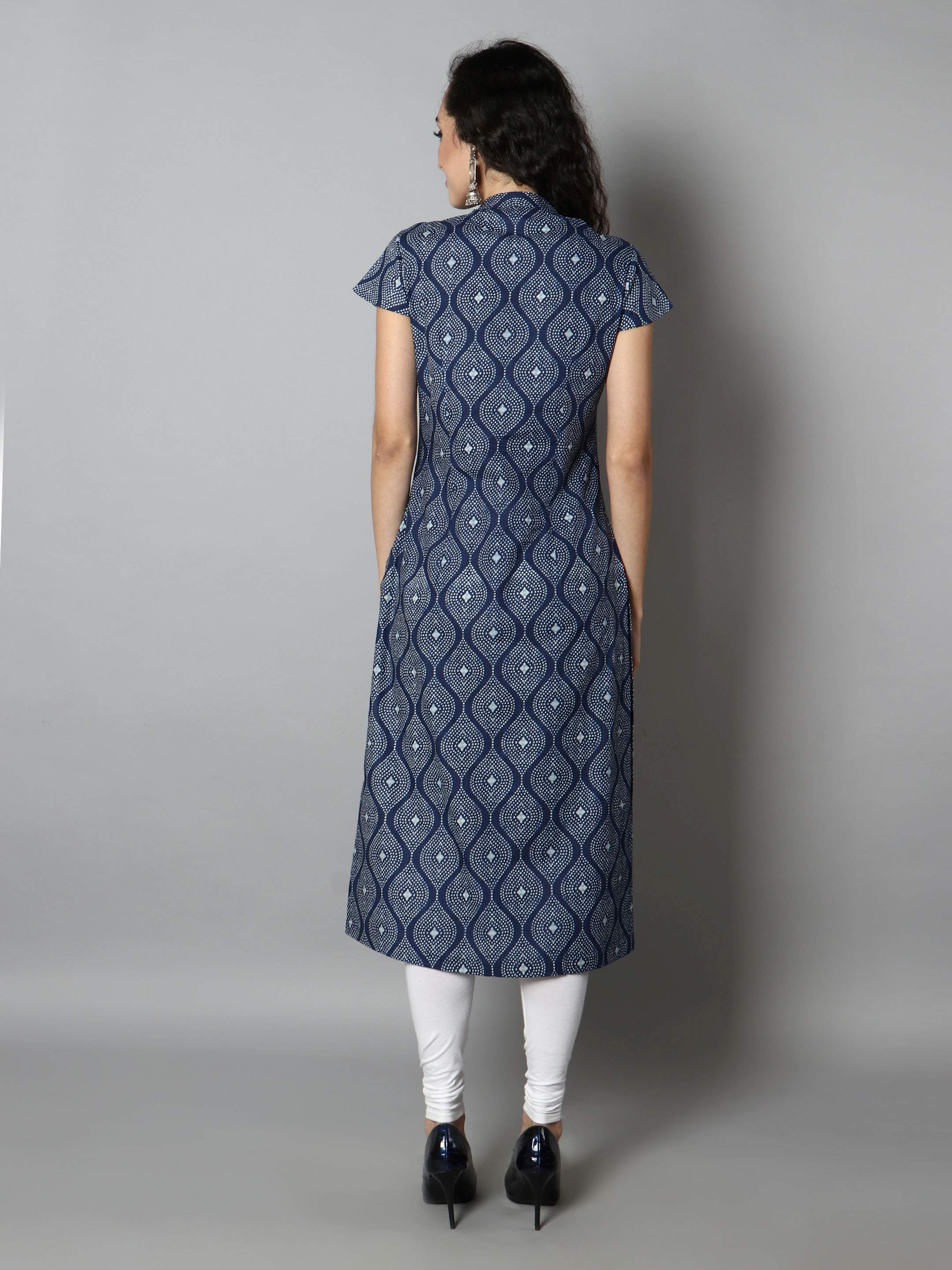 Women Blue Abstract Print Kurti