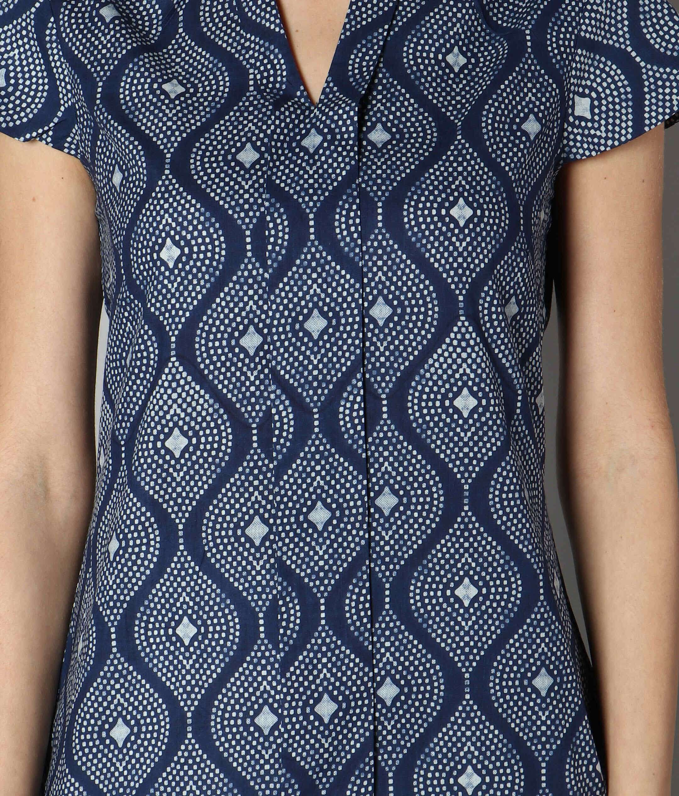 Women Blue Abstract Print Kurti