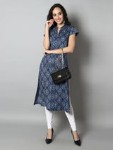 Women Blue Abstract Print Kurti