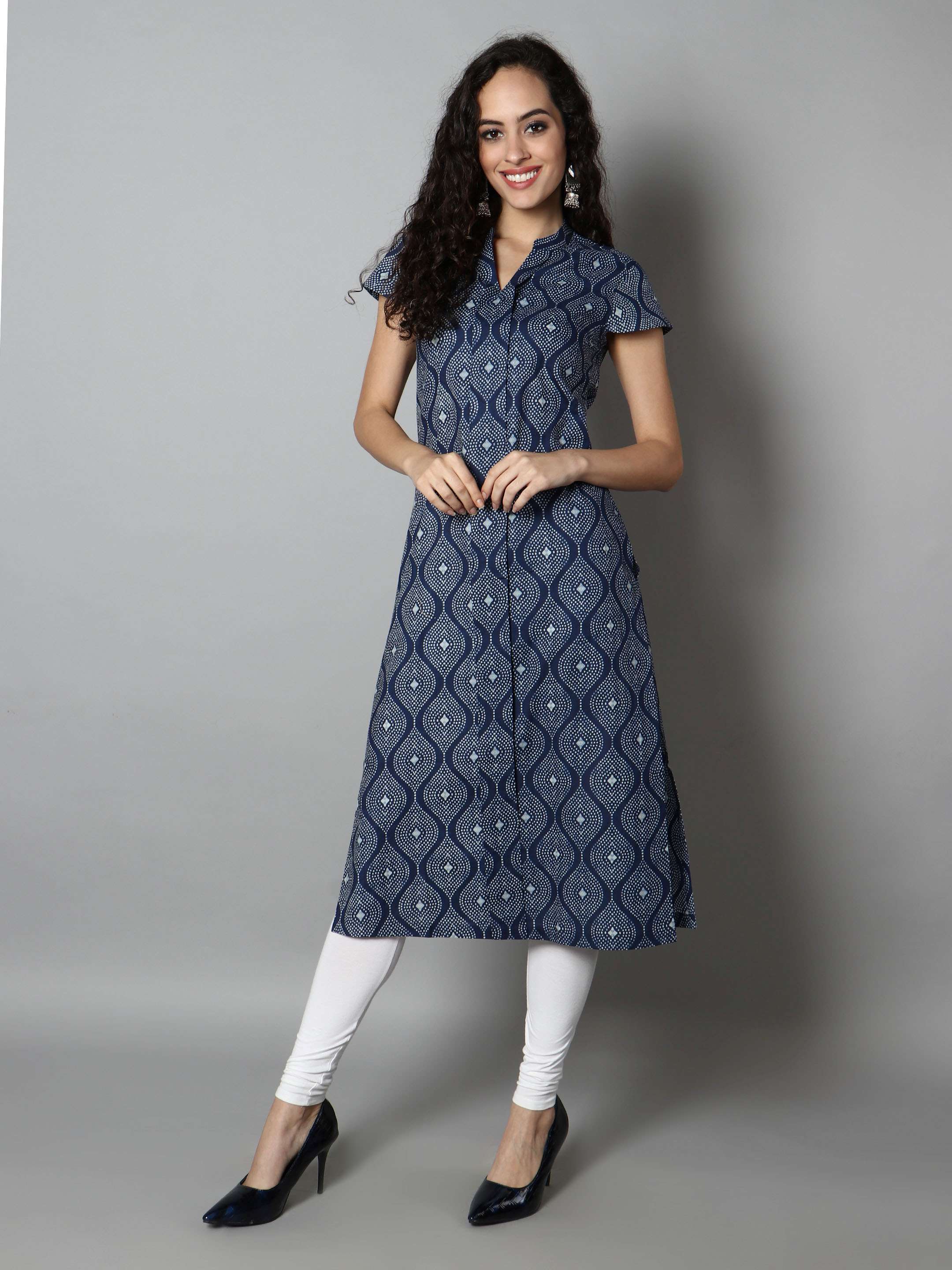 Women Blue Abstract Print Kurti