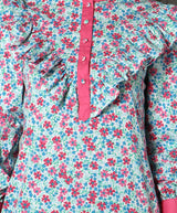 Women Pink and Blue Floral Print Kurti