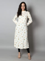 Women White Animal Print Kurti