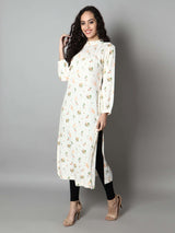 Women White Animal Print Kurti