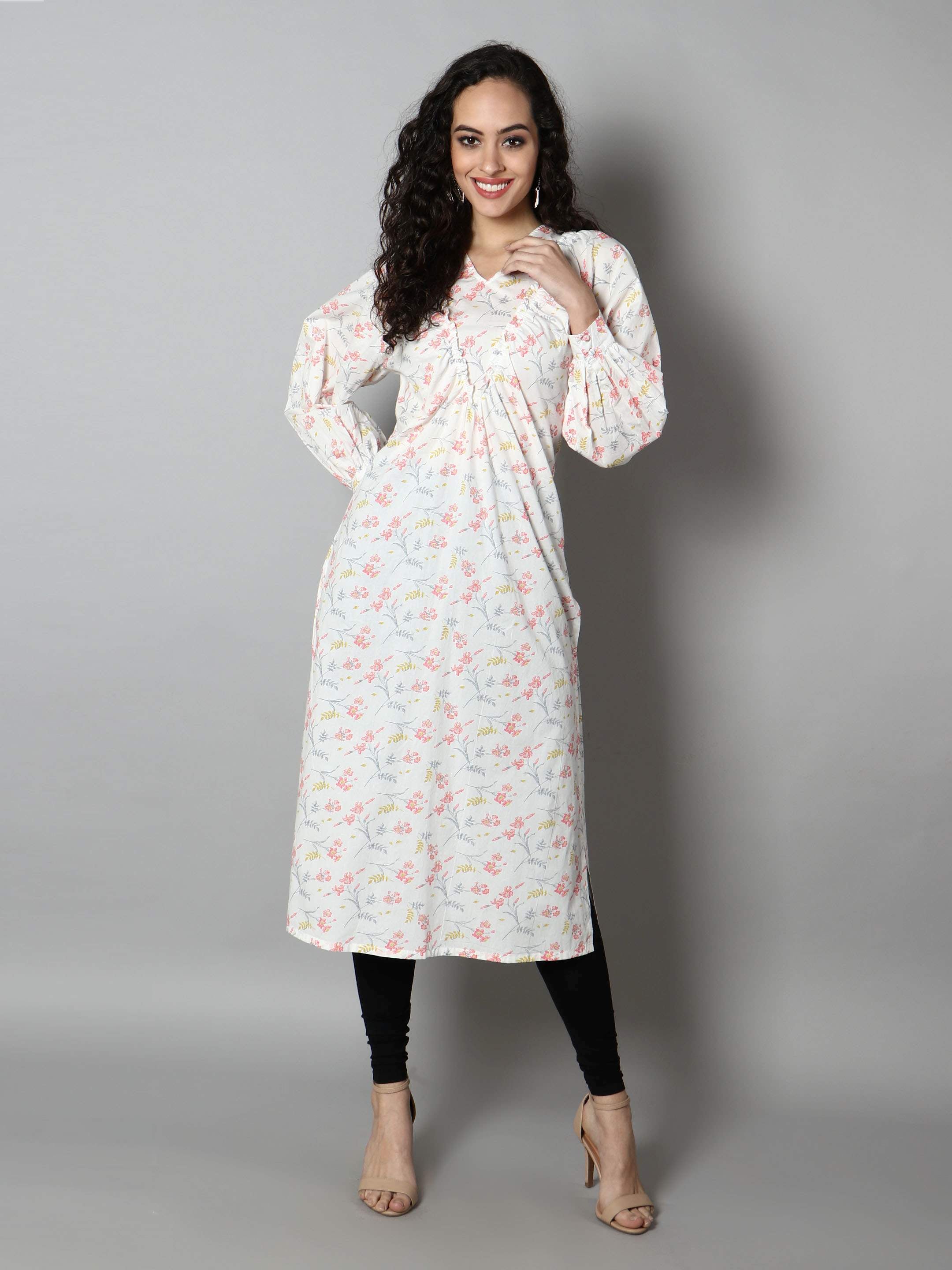 Women Pastel Floral Print Kurti