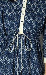 Women Navy Blue and White Abstract Print Kurti